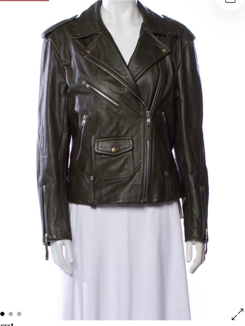 Theory Olive Green Leather Moto Jacket